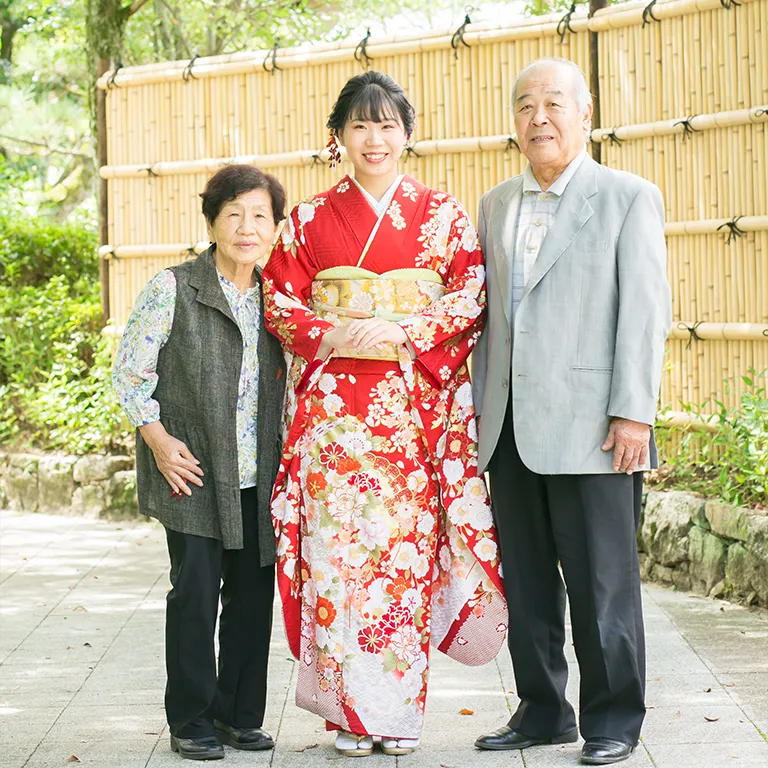 成人式前撮り ご家族とロケ撮影